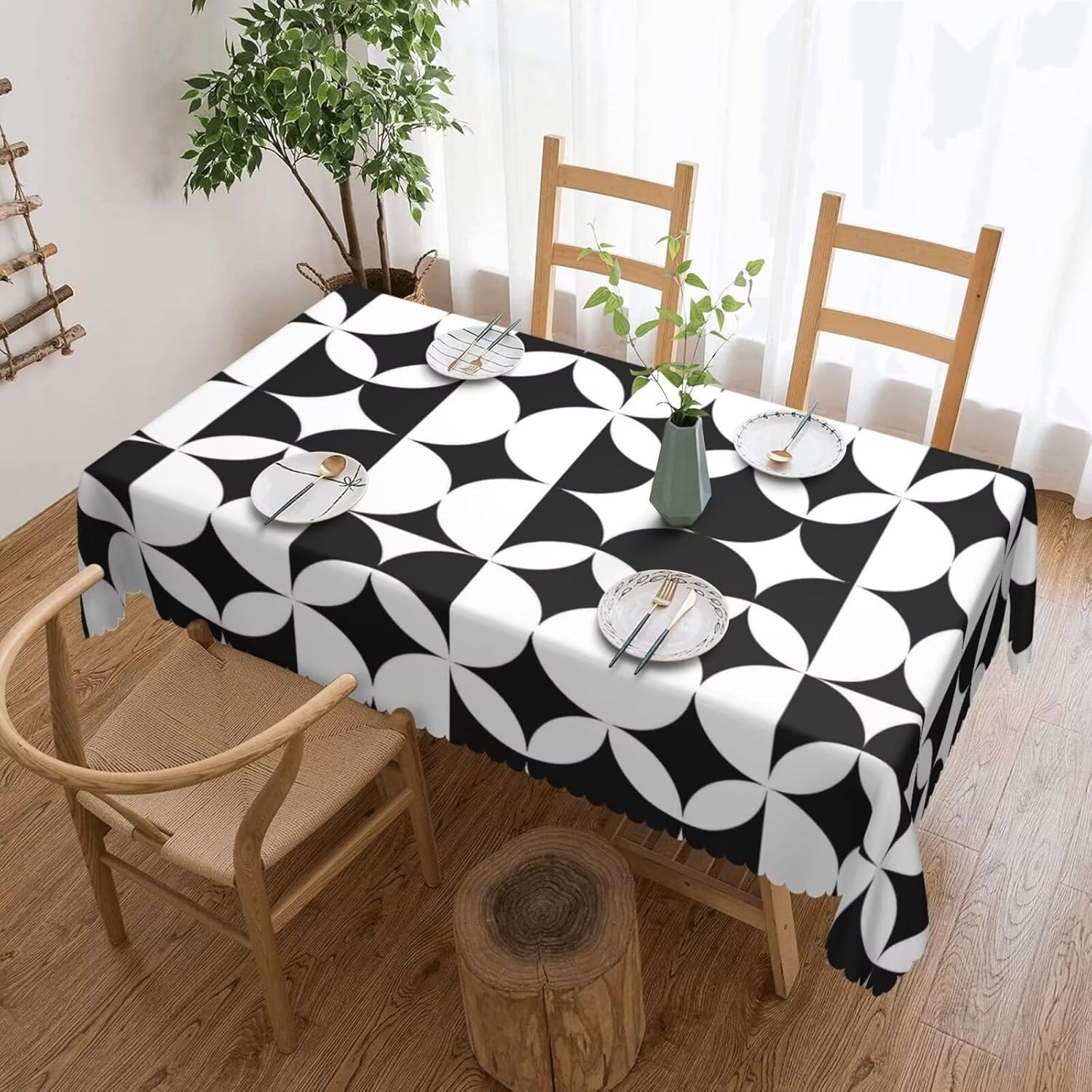 Century Textile & Sewing Supply Reviews - Minimalistische Mid-Century-Modern-Tischdecke, hochwertige geometrische abstrakte Kunst-Tischdecke
