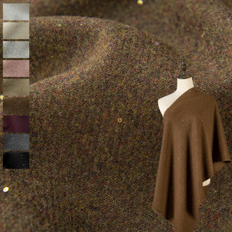 Sewing Tweed - Sternenhimmel-Pailletten-Tweed-Stoff aus Wollmischung, Meterware für Kleidung,