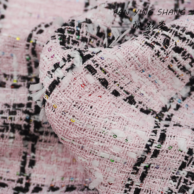 Sewing Tweed - Rosa klassischer großer karierter Tweed-Stoff mit