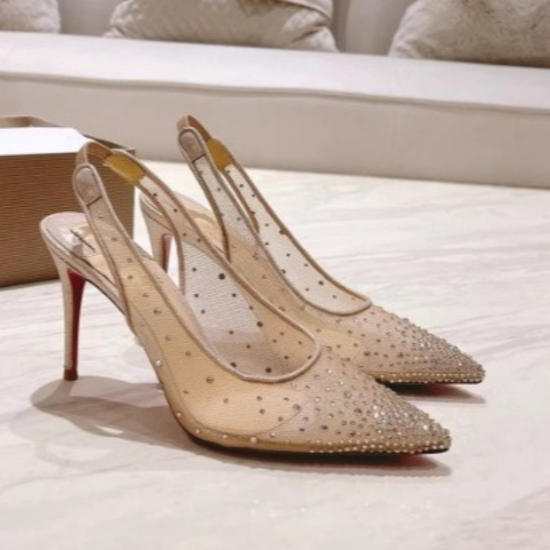 Elastic Waistband Roll - Netz-Strass Rückenfreie Stiletto Damen High Heels
