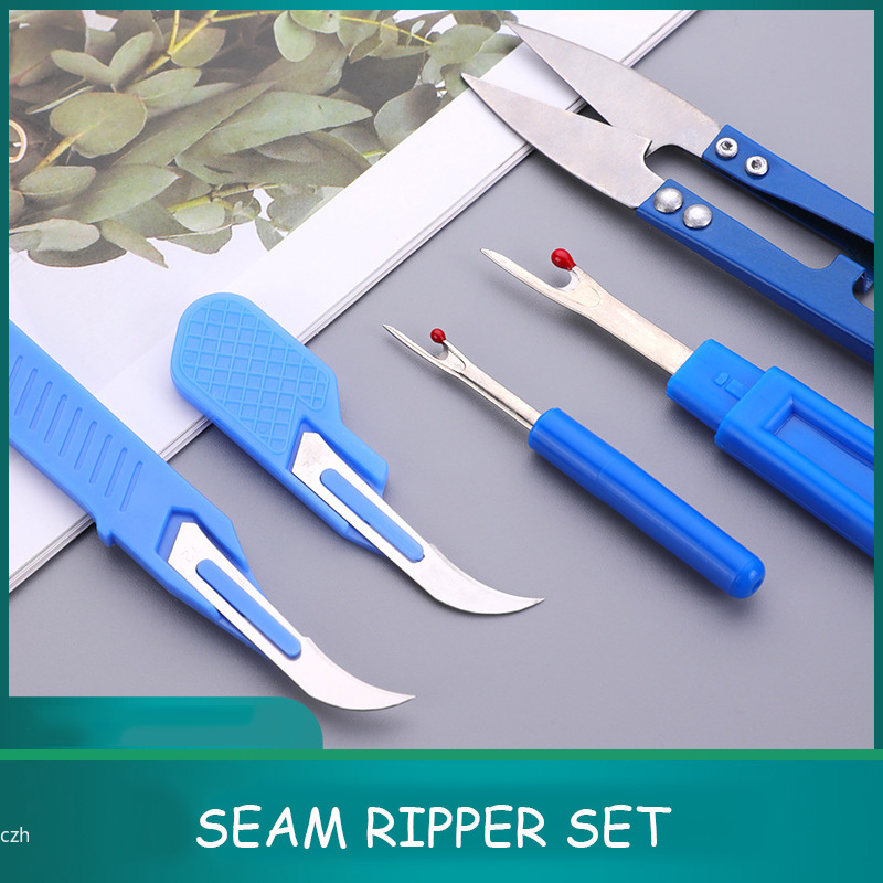Sewing Repair - 5-teiliges blaues Nähreißwerkzeug-Set mit Fadentrenner, Nahttrenner