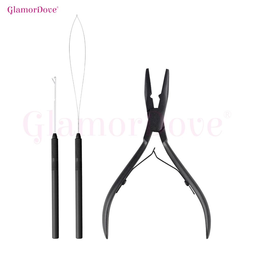 Needle Threader Tool - GlamorDove Micro Ring Haarverlängerungswerkzeug-Set, Zange mit
