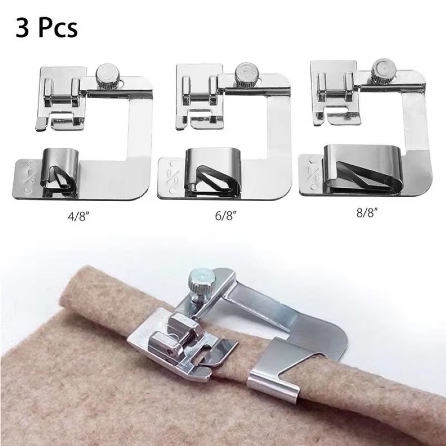 Sewing Machine Fabric - 1-3 Stück 13/19/25mm Nähmaschinen-Fußpresserfuß, Rollsaumfuß für