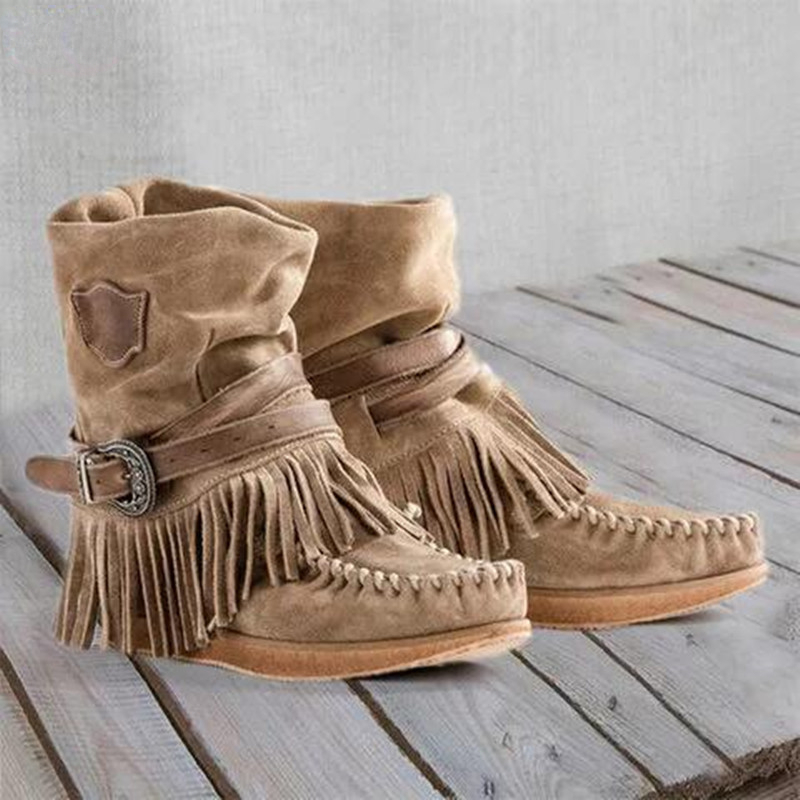 Sewing Zipper - Retro-Quasten-Damenstiefel mit seitlichem Reißverschluss, Schwarz, 2025,