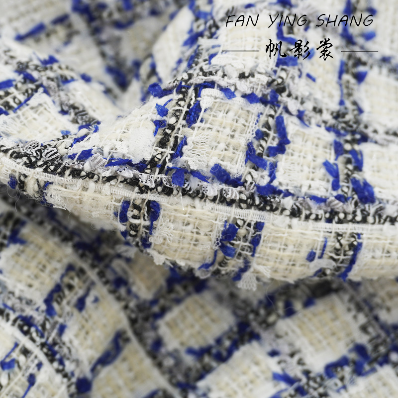 Sewing Tweed - Blau Schwarz Plaid Schmetterling Gaze Wolle