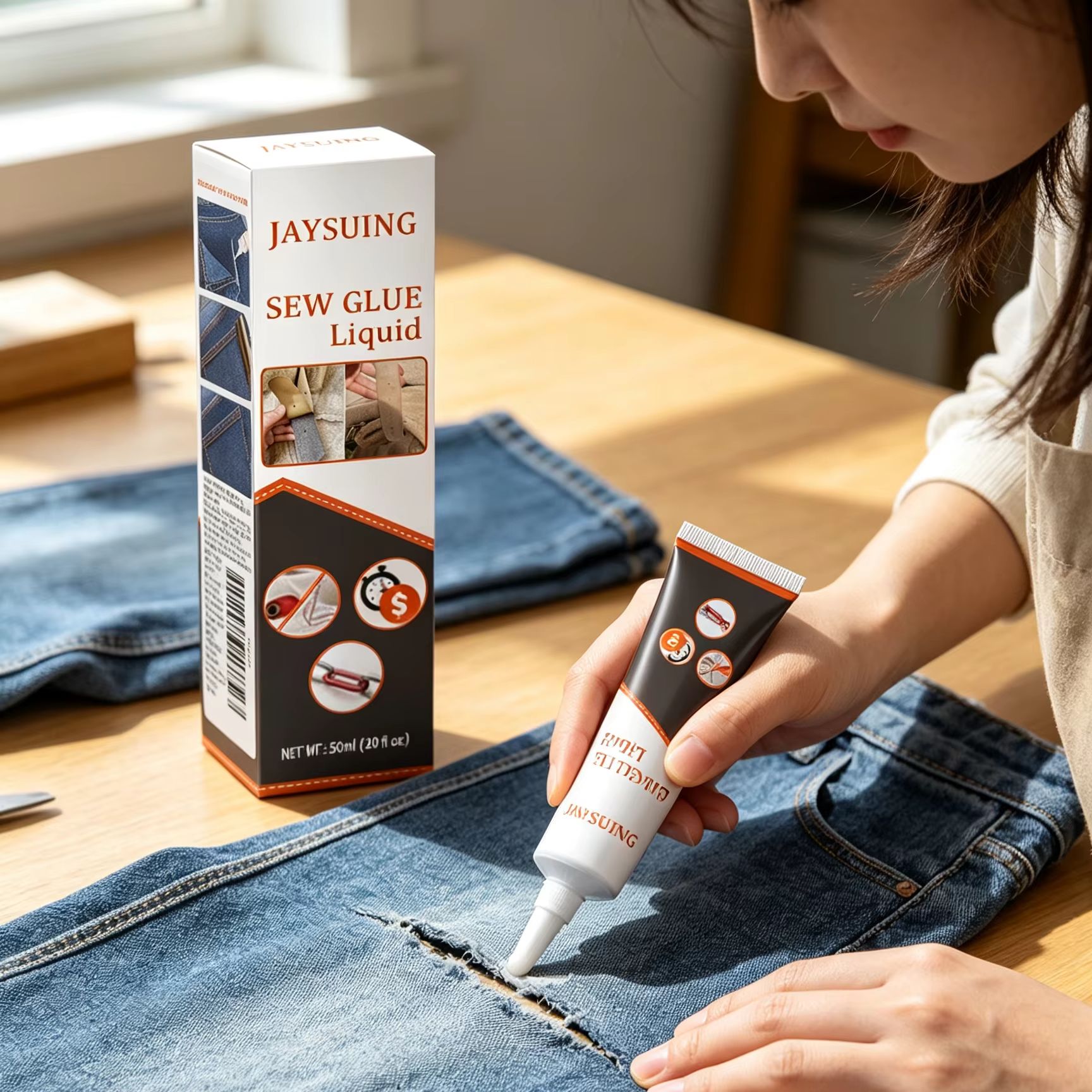 Sewing Repair - Jaysuing Nähkleber Kleidungsreparatur Schnelltrocknend Transparent Waschbar