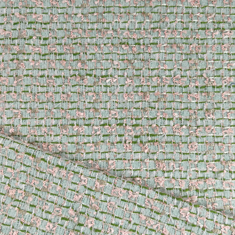 Sewing Tweed - Grün/rot gestreiftes, garngefärbtes, geflochtenes Tweed-Gewebe für