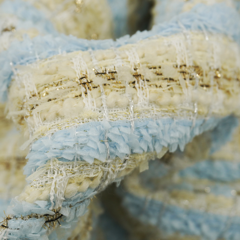 Hellblau-beiger karierter Bouc – Sewing Tweed Bewertung und Preis