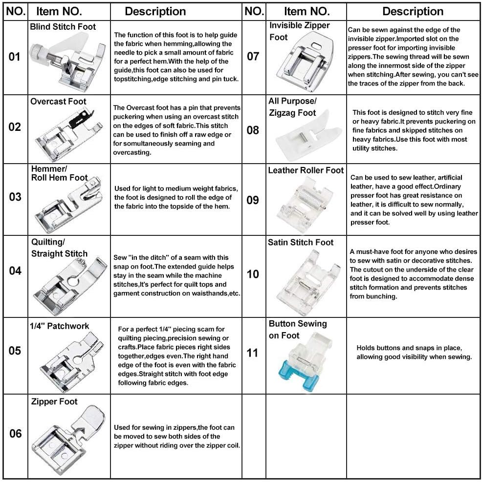 11-teiliges Nähfüßchen-Set - T – Sewing Machine Fabric Bewertung und Preis