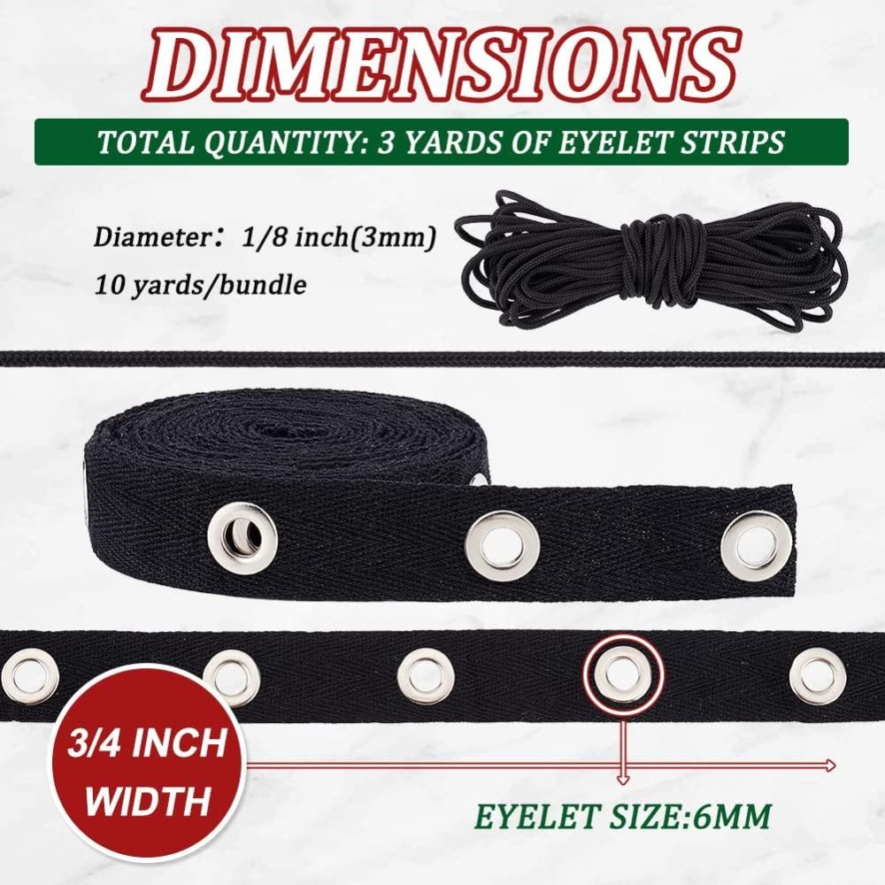 3 Yards Ösenband Schwarz, 3 cm – Sewing Eyelet Fabric Bewertung und Preis