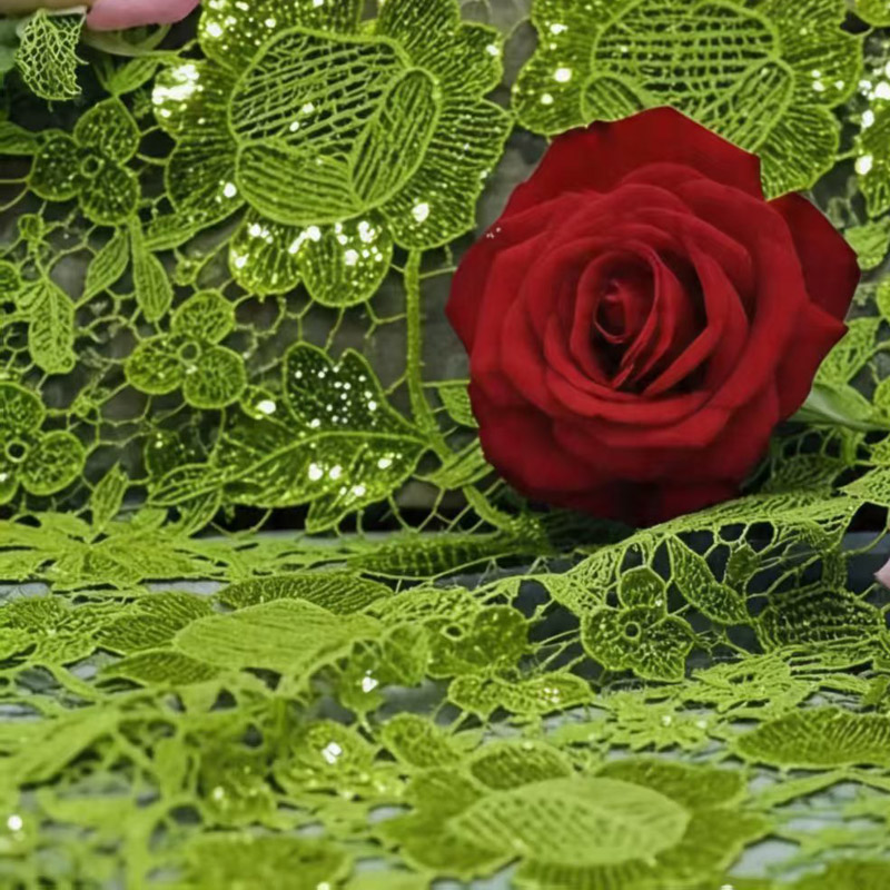 Zitronengrüner, hochwertiger,  – Sewing Eyelet Fabric Bewertung und Preis